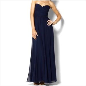 Ralph Lauren Strapless Navy Blue Bridesmaid Dress
